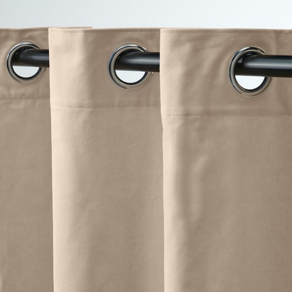 SANELA Curtains, 1 pair, light beige/with eyelets, 140x250 cm