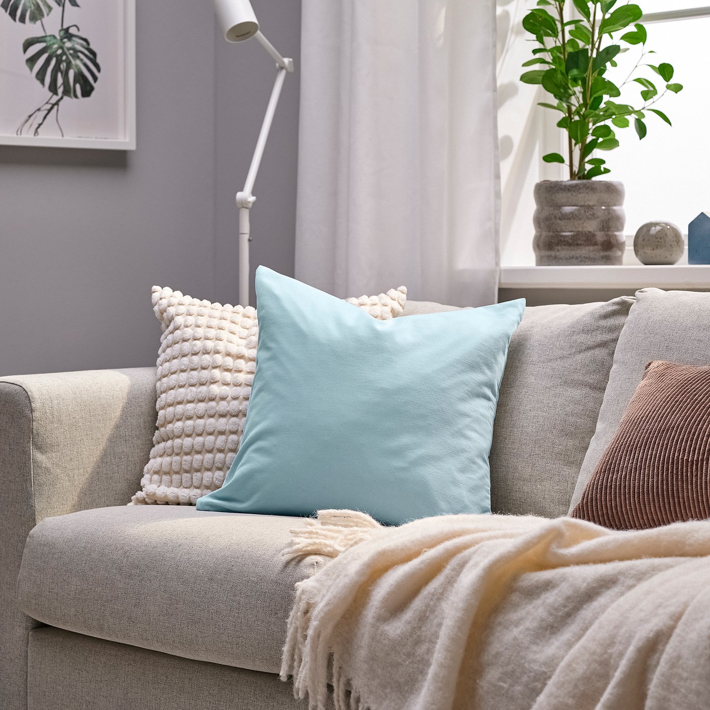 SANELA Cushion cover, light blue, 50x50 cm