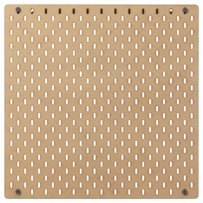 SKÅDIS brown pegboard, square shape, with evenly spaced holes, ideal for organising home office or any room.