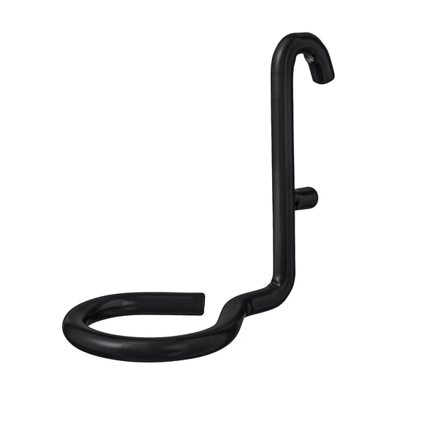 Black SKÅDIS hook, metallic, curved design for organising items, part of SKÅDIS series.