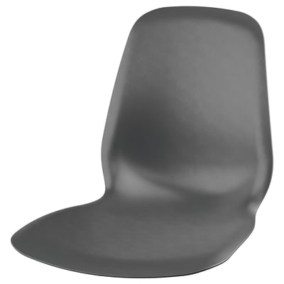 A black SKÅLSTA chair seat shell made of reinforced polypropylene plastic, designed with a smooth, ergonomic shape for comfort and lumbar support.