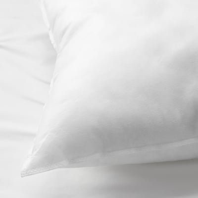 Clean, crisp white pillowcase with smooth, quality fabric, neatly folded.