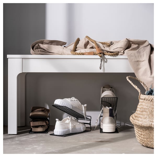SKOSTALL shoe rack in white, space-saving, powder-coated steel.