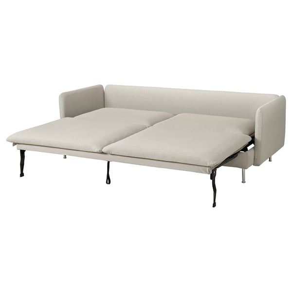 SÖDERHAMN sofa bed, light beige. Modern, low profile. Offers deep seating and converts into a bed.