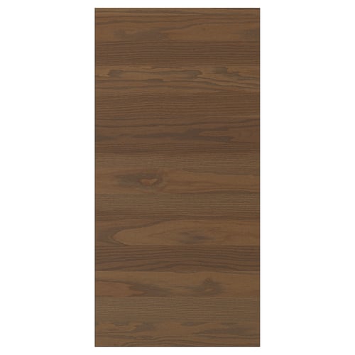 Dark brown wooden panel, grainy texture, rectangular shape, natural wood design.
