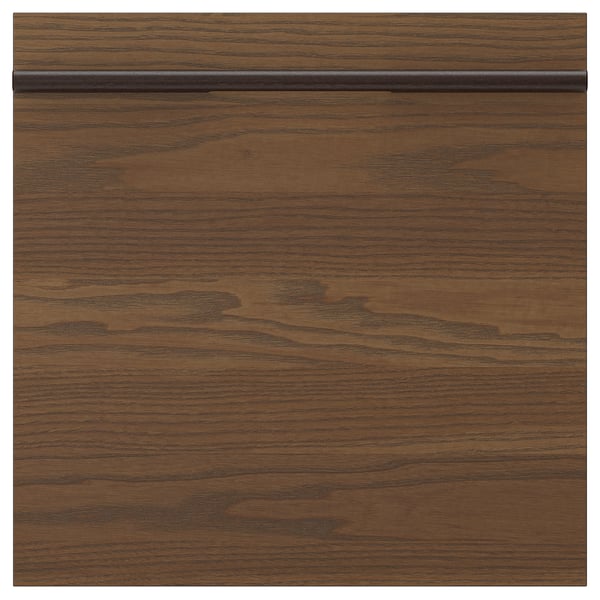 Wooden panel with glossy finish and rounded handle.