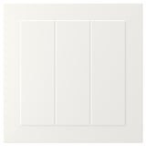 White STENSUND cabinet with grooved panels and smooth surface.