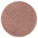 Round, pale pink rug, soft texture, 100% polypropylene, low pile, gentle sheen.