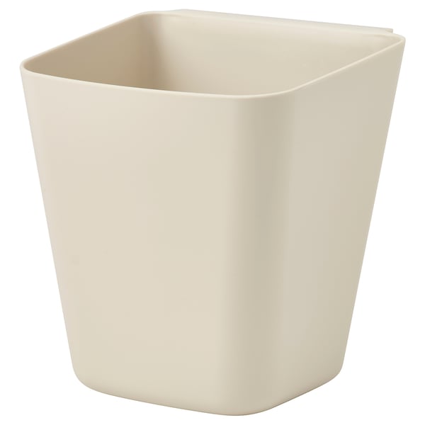 A beige SUNNERSTA kitchen bin made of polypropylene plastic, designed to save space and keep items close at hand.