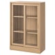 TONSTAD light oak display cabinet with glass doors, minimalist design, tall rectangular shape, four internal shelves.