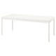 TONSTAD off-white dining table, rectangular with rounded corners and wooden legs.