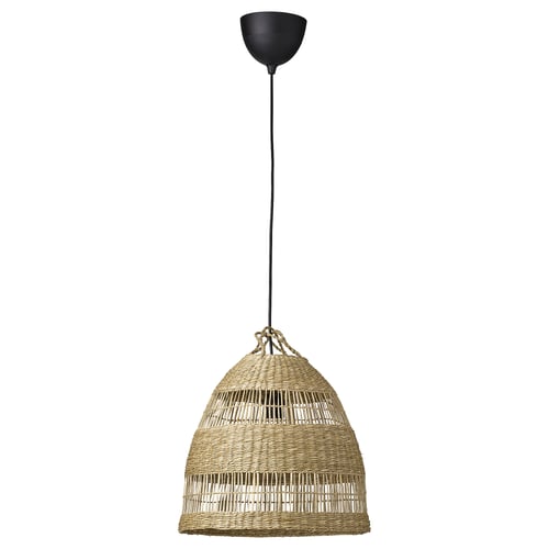 TORARED / HAVSDJUP Pendant lamp, handmade sedge/black, 36 cm