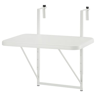 TORPARÖ white foldable dining table with metal legs and plastic parts, perfect for outdoor use.