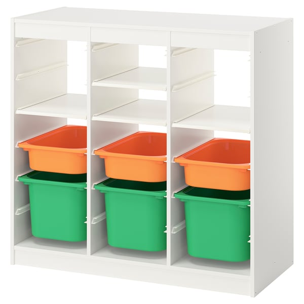 TROFAST Storage combination, room divider white/light orange bright green, 99x44x95 cm