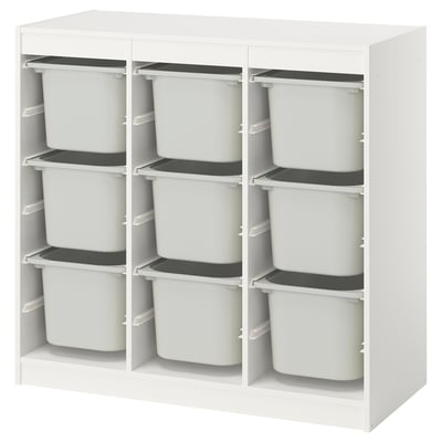 TROFAST Storage combination with boxes, room divider/white grey, 99x44x95 cm