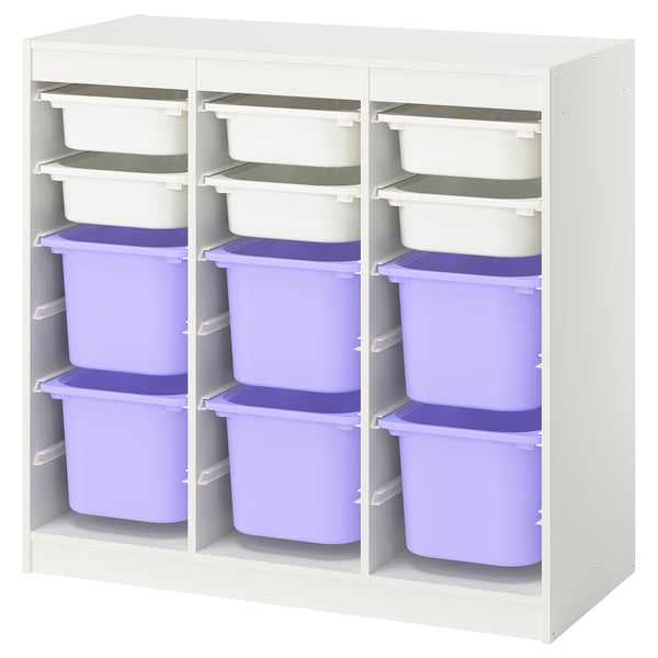 TROFAST Storage combination with boxes, room divider/white lilac, 99x44x95 cm