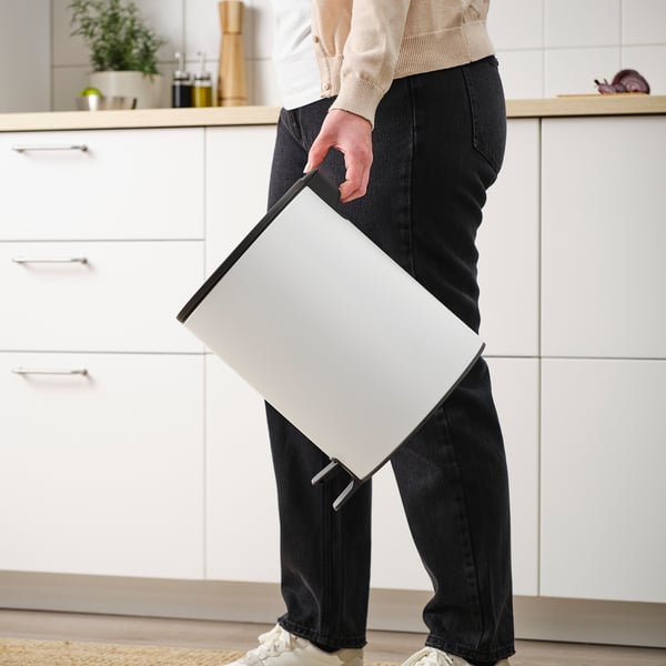 TURRIDNING Pedal bin, white/anthracite, 9 l