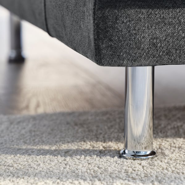 A modern sofa with chrome legs, reflecting excellent quality craftsmanship and contemporary design.