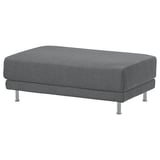 UPPÅKRA ottoman, grey, soft fabric, rectangular, four metal legs.