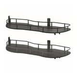 Image shows two dark grey UTRUSTA kitchen pull-out shelves with railings, black hardware.