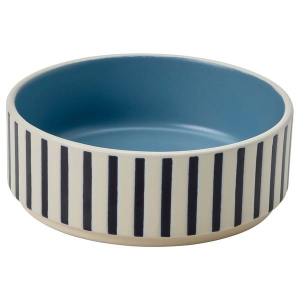 UTSÅDD bowl, blue and white striped, round, ceramic.