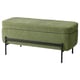 Green and black striped fabric bench with metal legs.