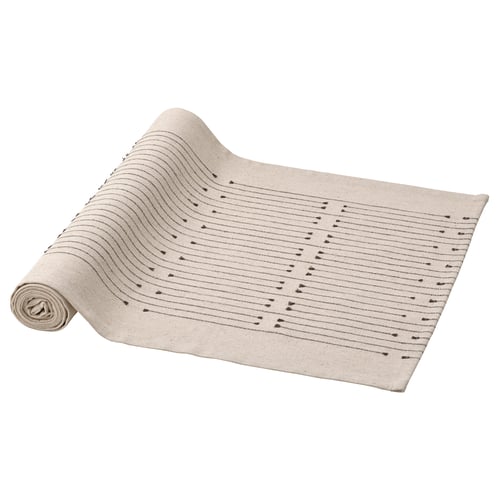 VÅRARV beige table runner with subtle patterns & earthy tone design, featuring cotton & jute material.