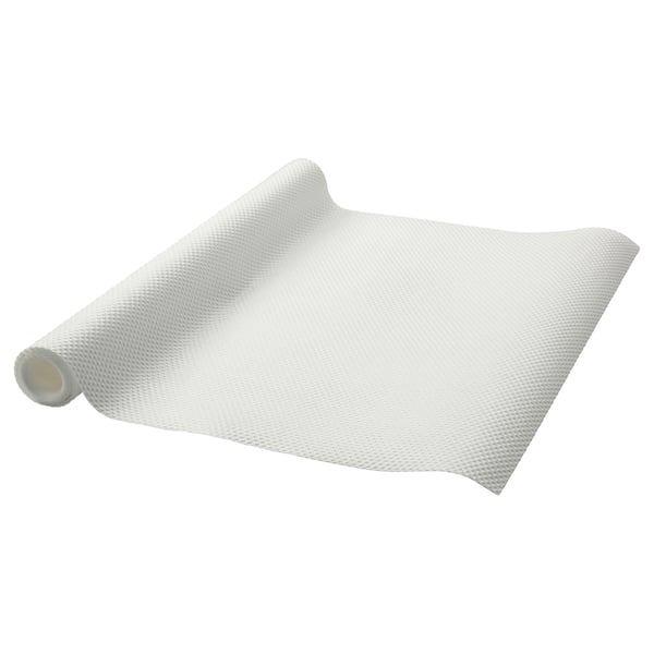 VARIERA drawer mat: white, textured, flexible plastic sheet for protecting and organising kitchen drawers.