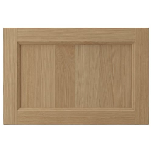 Oak VEDHAMN cabinet door in natural finish, solid oak frame with veneer panels, rectangular shape.