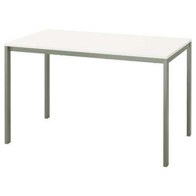 VIHALS white desk: modern minimalist design, metal legs, rectangular, clean lines.
