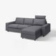 VIMLE grey 3-seat sofa, l-shaped with storage, soft fabric.