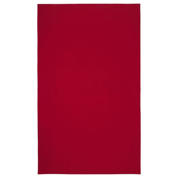Red rectangular cotton towel. Solid colour, plain design.