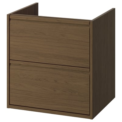 ÄNGSJÖN wood-like brown wash-stand, 3 parts, minimalist design, wall-mountable.