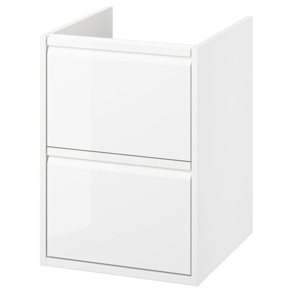 ÄNGSJÖN white bathroom cabinet with drawers, minimalist design, wall-mountable.