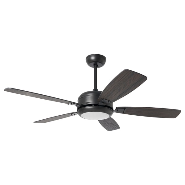 AKTERSKARP / BRUNALGER Ceiling fan w extension downrod, wood effect dark gray