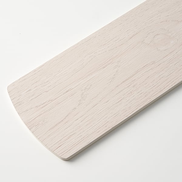 Wooden ceiling shelf angled on a white surface. High-quality finish, smooth texture. Perfect for home decor.