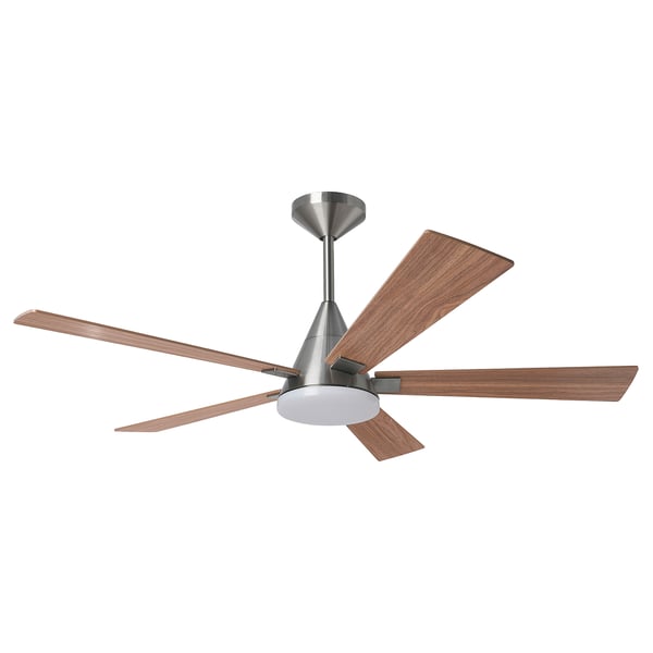 AKTERTOFTER / BRUNALGER Ceiling fan w extension downrod, wood effect silver color