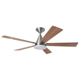 AKTERTOFTER ceiling fan: 5 wooden blades, silver centre, white led light. Modern, efficient air circulation.
