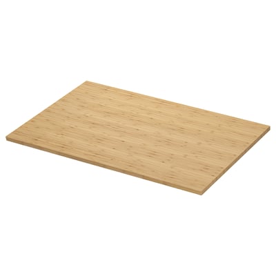 A light brown bamboo countertop, rectangular, with a natural wood grain pattern.