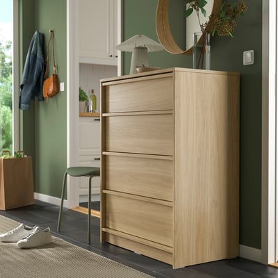 ANKARUDDEN 4-drawer dresser, oak effect, 31 5/8x18 7/8x42 1/4 "