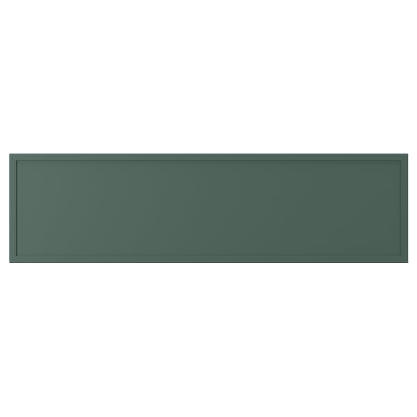 ASPUDDEN green cabinet door, thin frame, dark grey-green, rectangular, modern design.