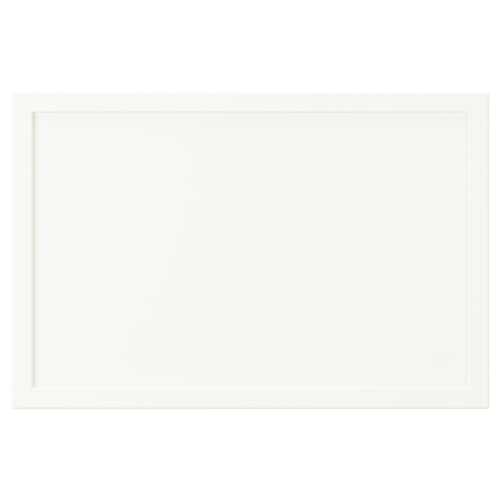 ASPUDDEN table, white, rectangular, simple design, made of particleboard and fibreboard with plastic edging and foil.