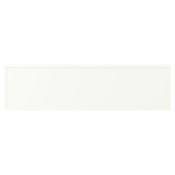 White kitchen cabinet with thin frame, matt finish, rectangular shape.