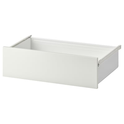 A white AURDAL drawer, made of particleboard and steel, with a rectangular shape and clean design.