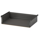 A dark grey AURDAL drawer with a metal frame and plastic base, designed for storage.