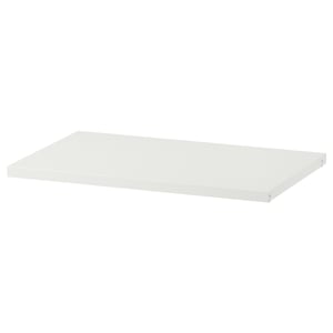 AURDAL white shelf, rectangular, flat top, made of recycled paper and plastic edges.