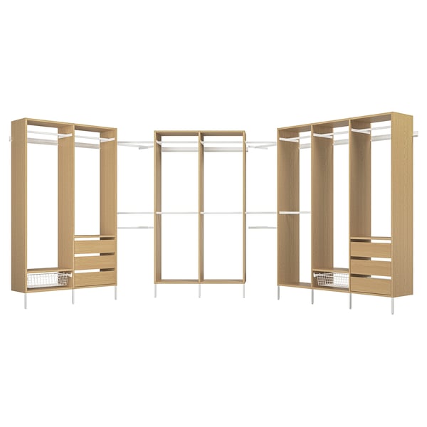 AURDAL Wardrobe combination, oak veneer/white, 70 7/8-118 1/8x15 3/4x87 "