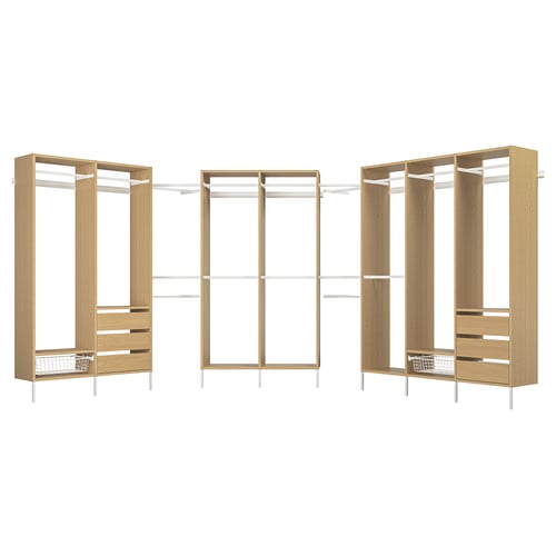 AURDAL Wardrobe combination, oak veneer/white, 70 7/8-118 1/8x15 3/4x87 "
