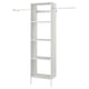 White closet organiser with shelves & rods, minimal design for small spaces.