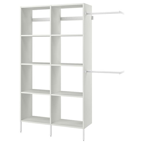 AURDAL white storage system, adjustable shelves, segmented design, metal frame, legs, closet organiser.